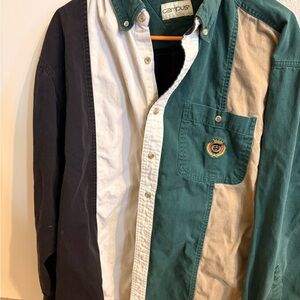 Campus Men's Colorblock vintage button down Shirt